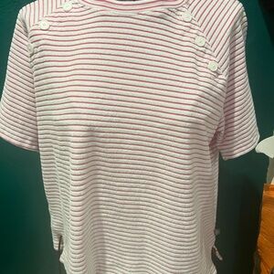 Talbots Pink and White Striped Short Sleeve Tee